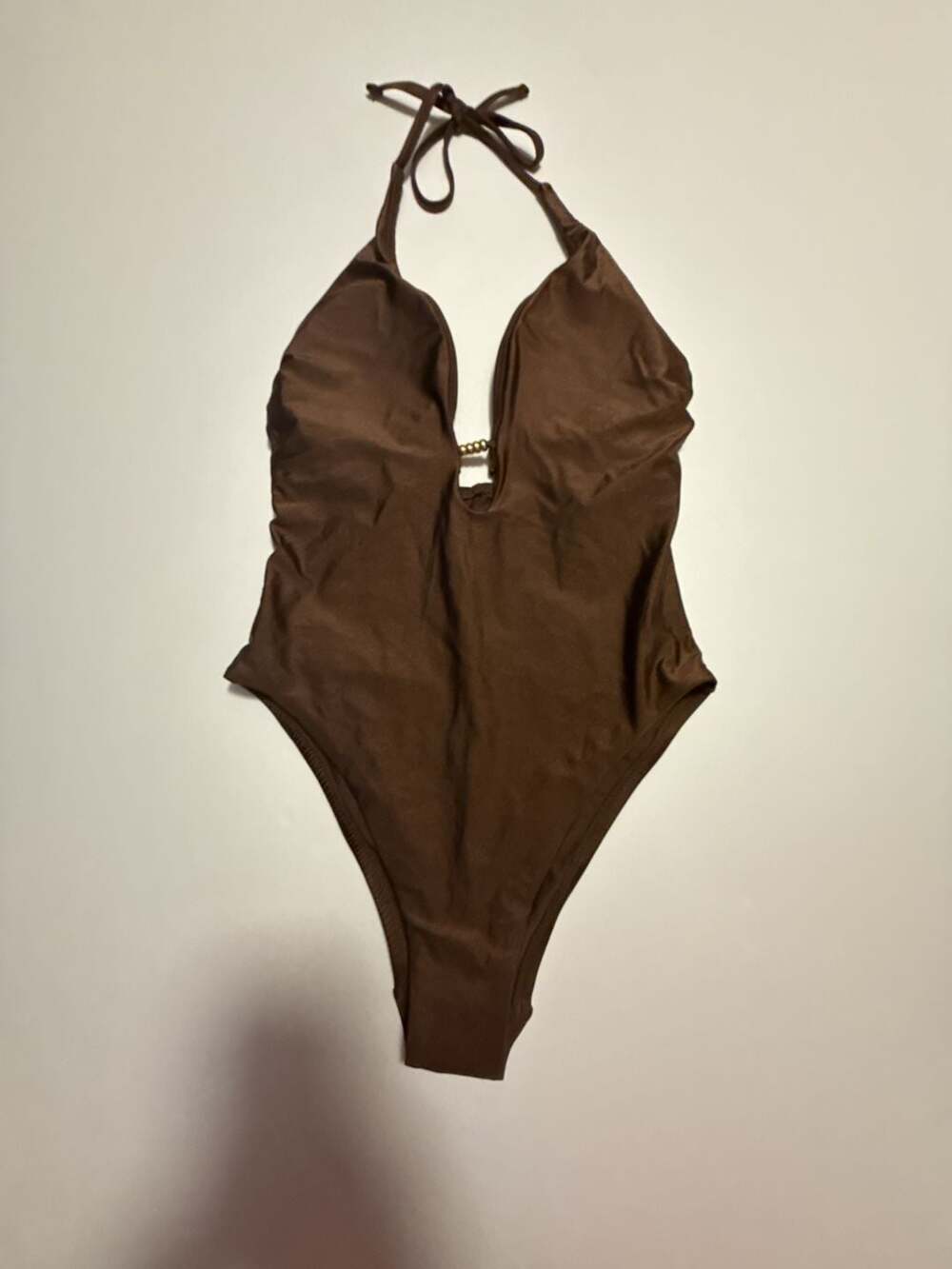 Shade & Shore Women's High Shine Cheeky High Leg Plunge One-Piece Swimsuit